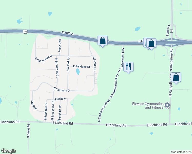map of restaurants, bars, coffee shops, grocery stores, and more near 501 Northeast Park Lane in Columbia
