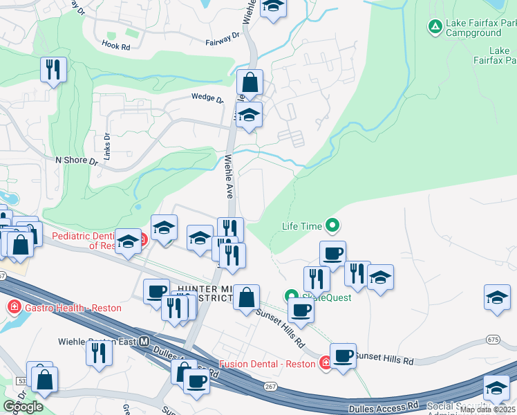 map of restaurants, bars, coffee shops, grocery stores, and more near 11224 Chestnut Grove Square in Reston