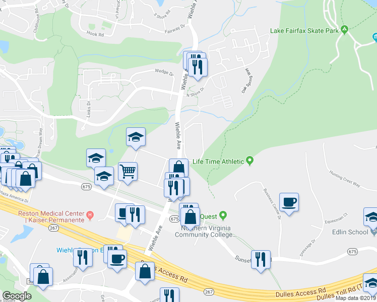 map of restaurants, bars, coffee shops, grocery stores, and more near 11208 Chestnut Grove Square in Reston