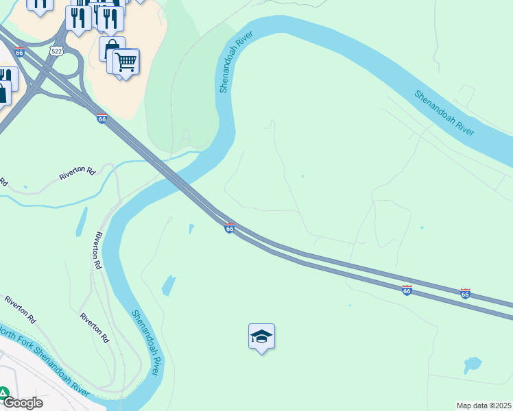 map of restaurants, bars, coffee shops, grocery stores, and more near White Oak Drive in Front Royal