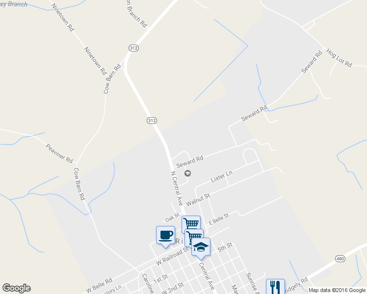 map of restaurants, bars, coffee shops, grocery stores, and more near 9 Ridgeway Drive in Ridgely