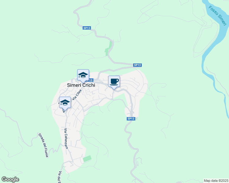 map of restaurants, bars, coffee shops, grocery stores, and more near 20 Via Alvaro in Simeri Crichi