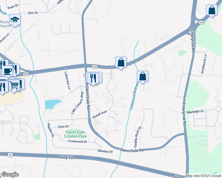 map of restaurants, bars, coffee shops, grocery stores, and more near 11308 Sperry Stream Way in Bowie