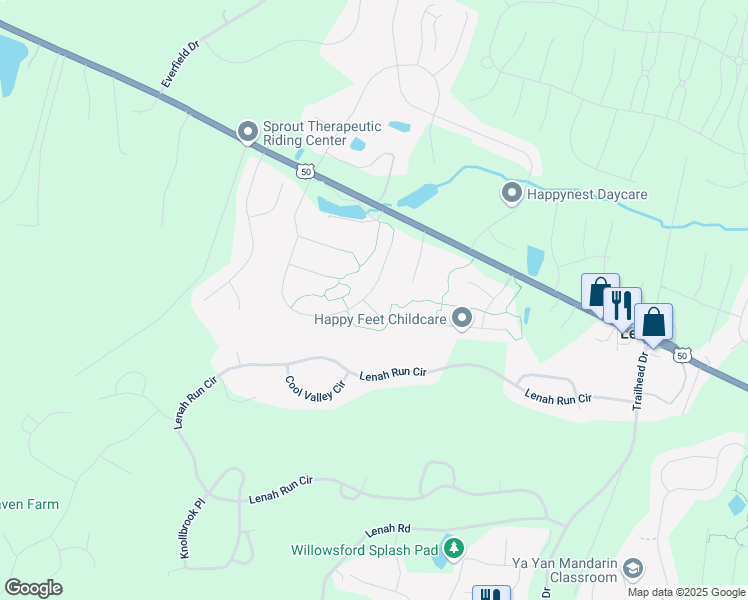 map of restaurants, bars, coffee shops, grocery stores, and more near 40876 Hayrake Place in Aldie