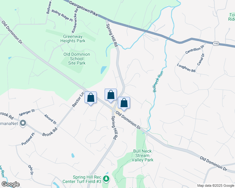 map of restaurants, bars, coffee shops, grocery stores, and more near 1019 Northwoods Trail in McLean