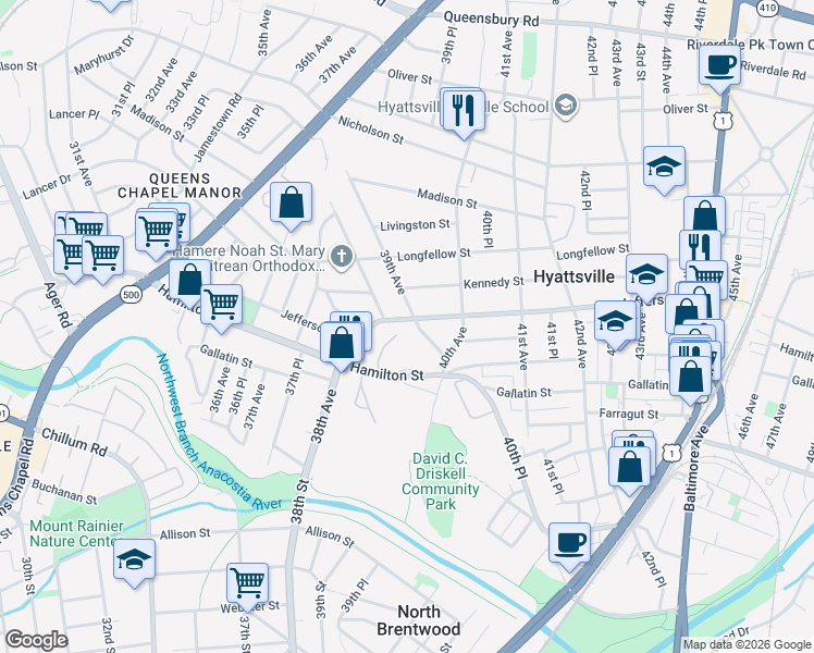 map of restaurants, bars, coffee shops, grocery stores, and more near 101 Independence Avenue Southeast in Washington