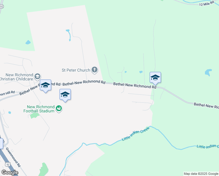 map of restaurants, bars, coffee shops, grocery stores, and more near 1200-1240 Bethel-New Richmond Road in New Richmond