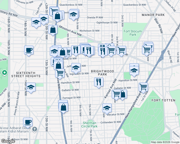 map of restaurants, bars, coffee shops, grocery stores, and more near 101 Independence Avenue Southeast in Washington