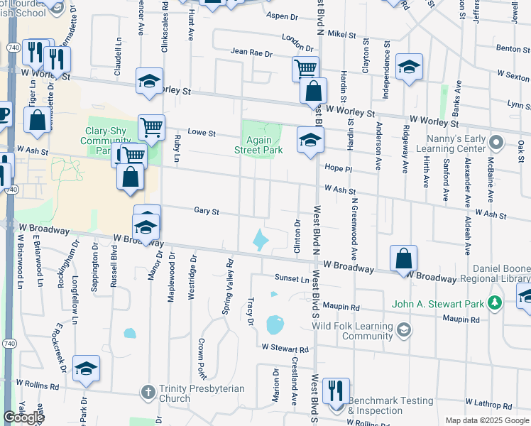 map of restaurants, bars, coffee shops, grocery stores, and more near 103 Redwood Road in Columbia