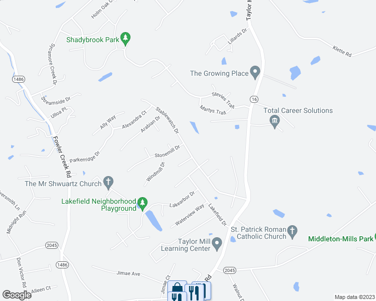 map of restaurants, bars, coffee shops, grocery stores, and more near 802 Stablewatch Drive in Independence