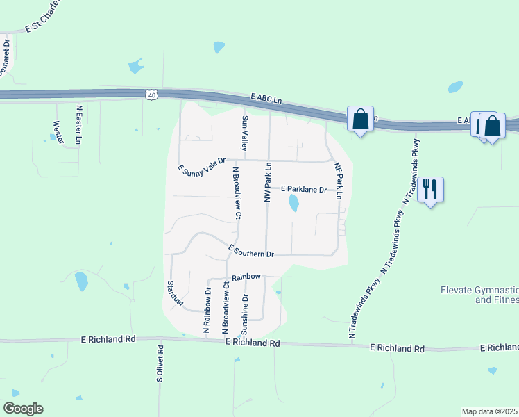 map of restaurants, bars, coffee shops, grocery stores, and more near 601 Northwest Park Lane in Columbia