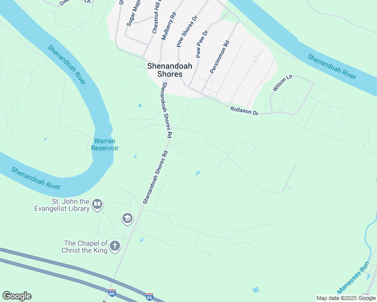 map of restaurants, bars, coffee shops, grocery stores, and more near 2412 Shenandoah Shores Road in Front Royal