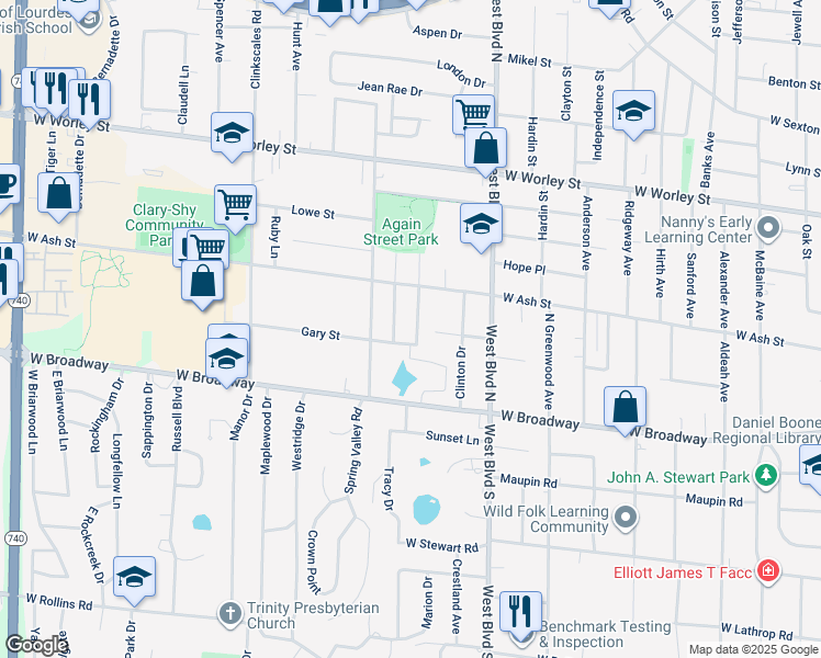 map of restaurants, bars, coffee shops, grocery stores, and more near 108 Pinewood Drive in Columbia