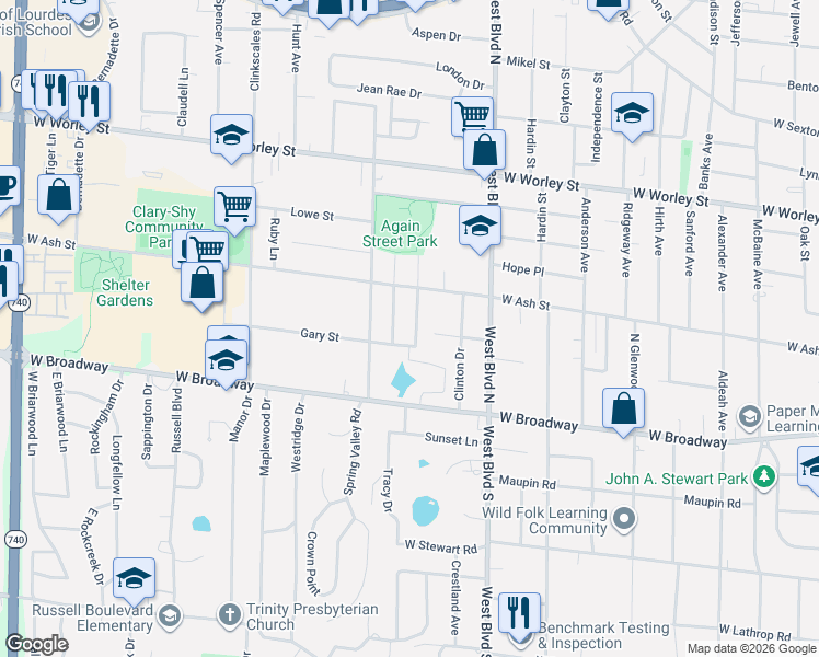map of restaurants, bars, coffee shops, grocery stores, and more near 108 Pinewood Drive in Columbia