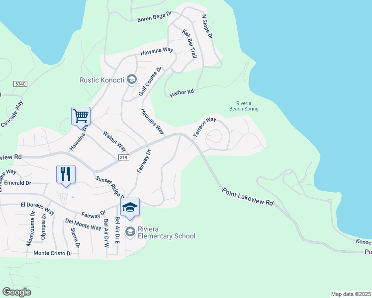 map of restaurants, bars, coffee shops, grocery stores, and more near 10706 Sunset Ridge Drive in Kelseyville