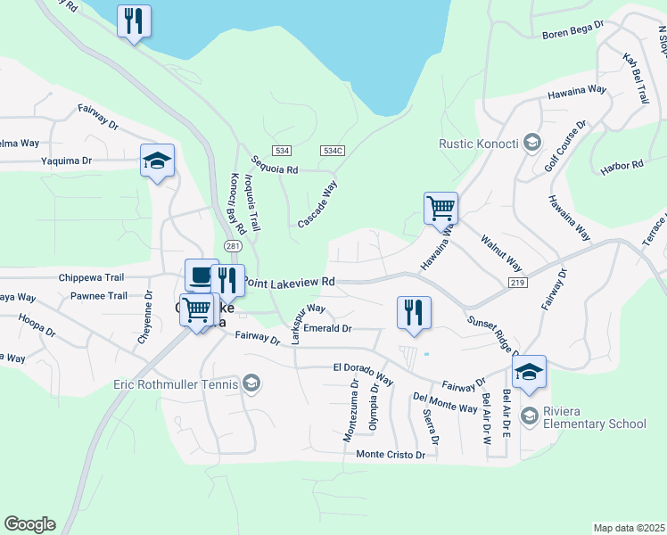 map of restaurants, bars, coffee shops, grocery stores, and more near 9977 El Capitan Way in Kelseyville