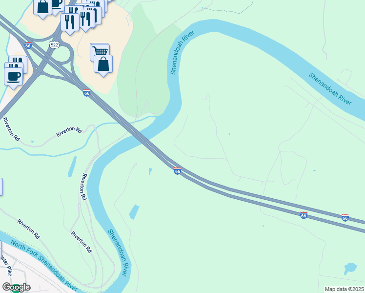 map of restaurants, bars, coffee shops, grocery stores, and more near White Oak Drive in Front Royal