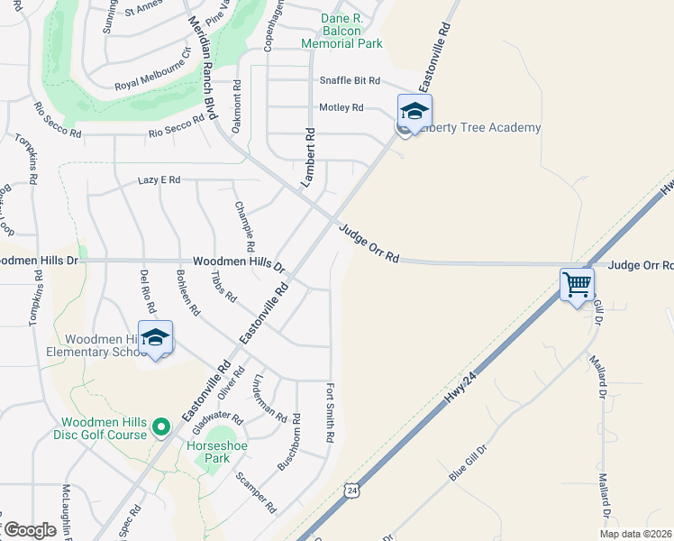 map of restaurants, bars, coffee shops, grocery stores, and more near 8373 Fort Smith Road in Peyton