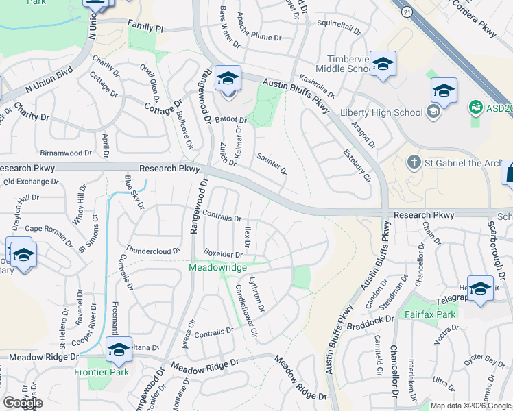 map of restaurants, bars, coffee shops, grocery stores, and more near 8550 Ilex Drive in Colorado Springs