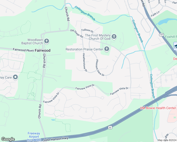 map of restaurants, bars, coffee shops, grocery stores, and more near 14014 Heatherstone Drive in Bowie