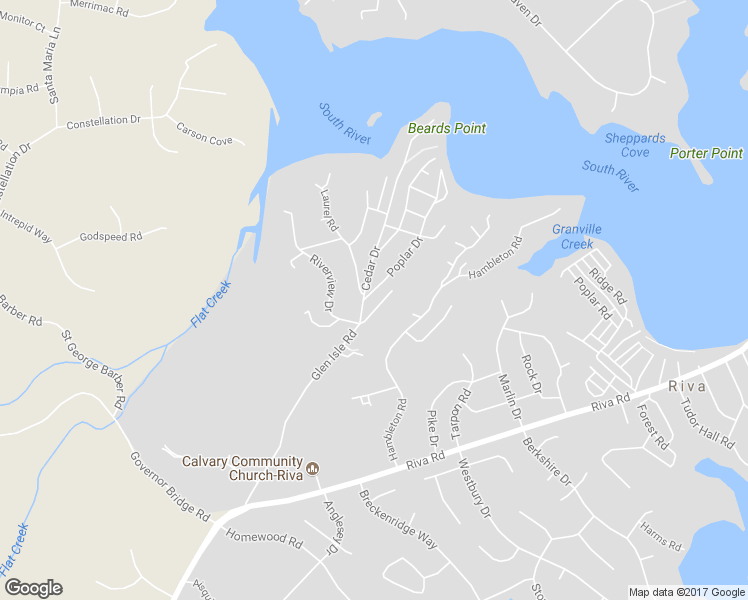 map of restaurants, bars, coffee shops, grocery stores, and more near 579 Poplar Drive in Riva