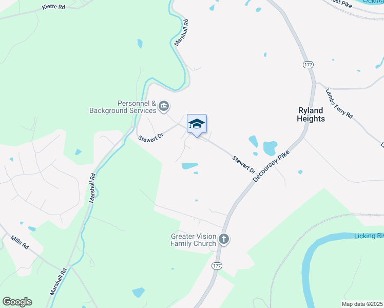 map of restaurants, bars, coffee shops, grocery stores, and more near 3845 Stewart Drive in Ryland Heights