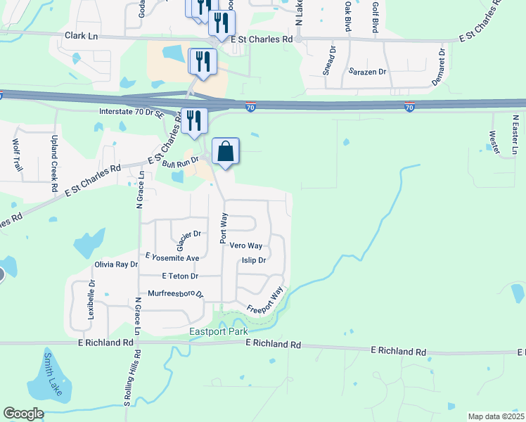 map of restaurants, bars, coffee shops, grocery stores, and more near 315 Bay Pointe Lane in Columbia