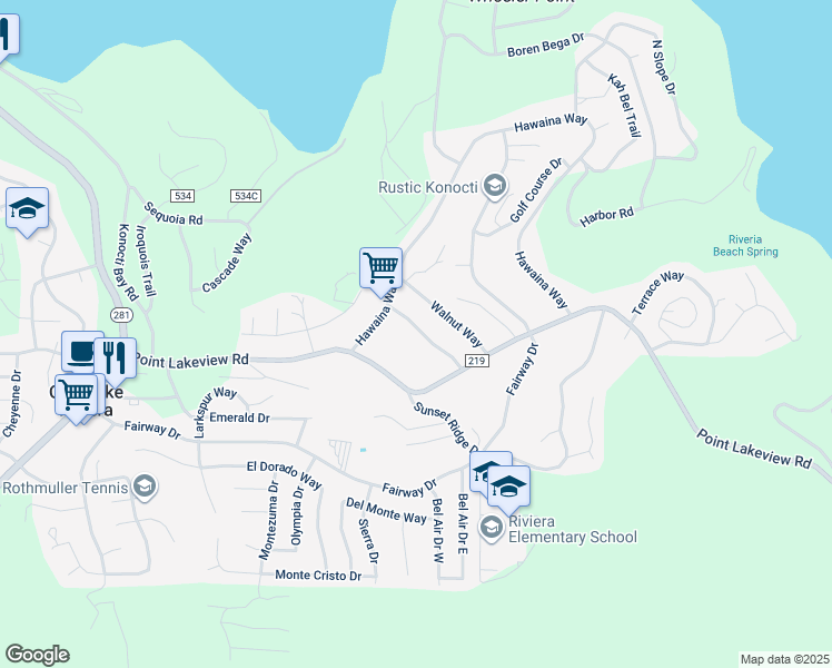 map of restaurants, bars, coffee shops, grocery stores, and more near 10305 Hok Has Ha Lane in Kelseyville