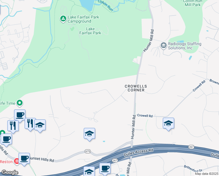 map of restaurants, bars, coffee shops, grocery stores, and more near 1627 Admirals Hill Court in Vienna