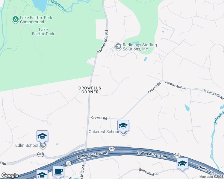 map of restaurants, bars, coffee shops, grocery stores, and more near 10510 Hunting Crest Lane in Vienna