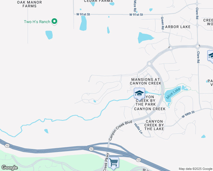 map of restaurants, bars, coffee shops, grocery stores, and more near 25833 West 96th Street in Lenexa