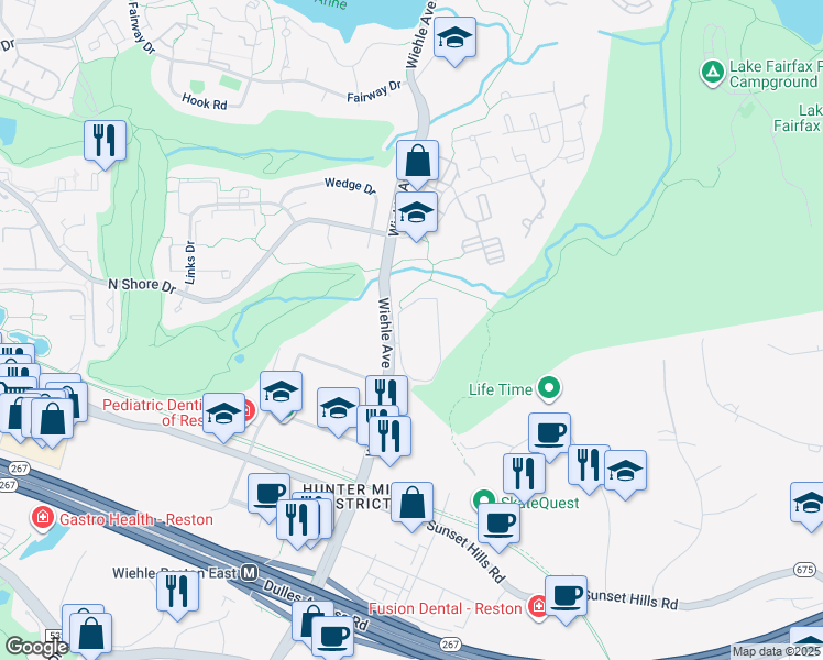 map of restaurants, bars, coffee shops, grocery stores, and more near 11256 Chestnut Grove Square in Reston