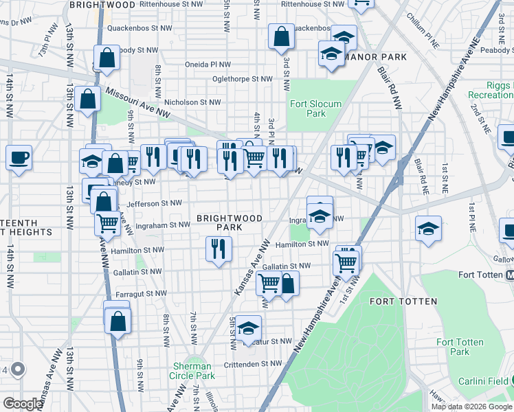map of restaurants, bars, coffee shops, grocery stores, and more near 101 Independence Avenue Southeast in Washington