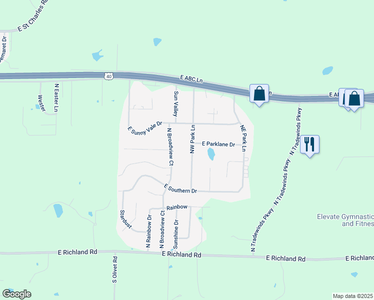 map of restaurants, bars, coffee shops, grocery stores, and more near 601 Northwest Park Lane in Columbia