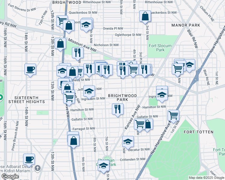 map of restaurants, bars, coffee shops, grocery stores, and more near 101 Independence Avenue Southeast in Washington