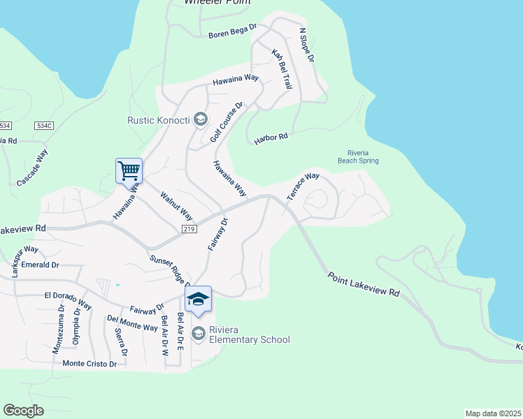 map of restaurants, bars, coffee shops, grocery stores, and more near 10706 Sunset Ridge Drive in Kelseyville