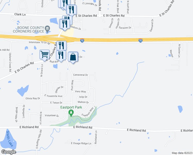 map of restaurants, bars, coffee shops, grocery stores, and more near 316 Burnside Drive in Columbia
