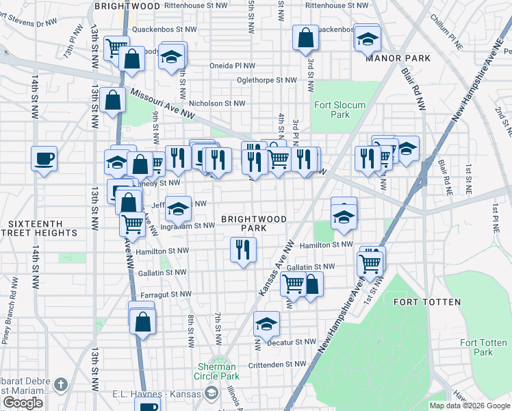 map of restaurants, bars, coffee shops, grocery stores, and more near 101 Independence Avenue Southeast in Washington