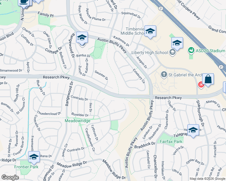 map of restaurants, bars, coffee shops, grocery stores, and more near 4365 Zurich Drive in Colorado Springs