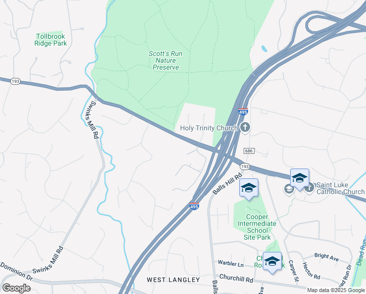 map of restaurants, bars, coffee shops, grocery stores, and more near 7315 Georgetown Pike in McLean