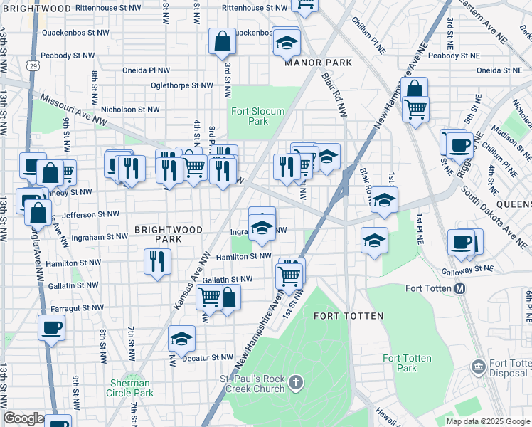map of restaurants, bars, coffee shops, grocery stores, and more near 5326 2nd Street Northwest in Washington