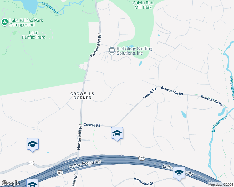 map of restaurants, bars, coffee shops, grocery stores, and more near 10507 Hunting Crest Lane in Vienna