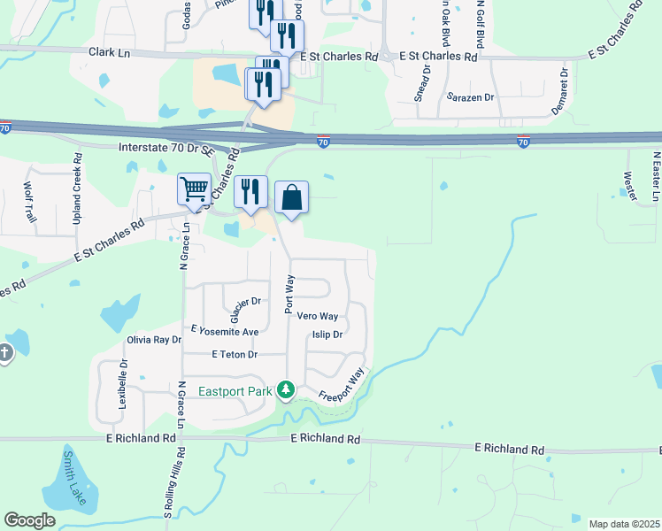 map of restaurants, bars, coffee shops, grocery stores, and more near 315 Bay Pointe Lane in Columbia