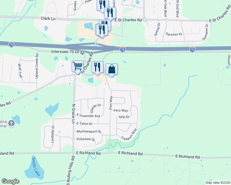 map of restaurants, bars, coffee shops, grocery stores, and more near 5709 Camden Circle in Columbia