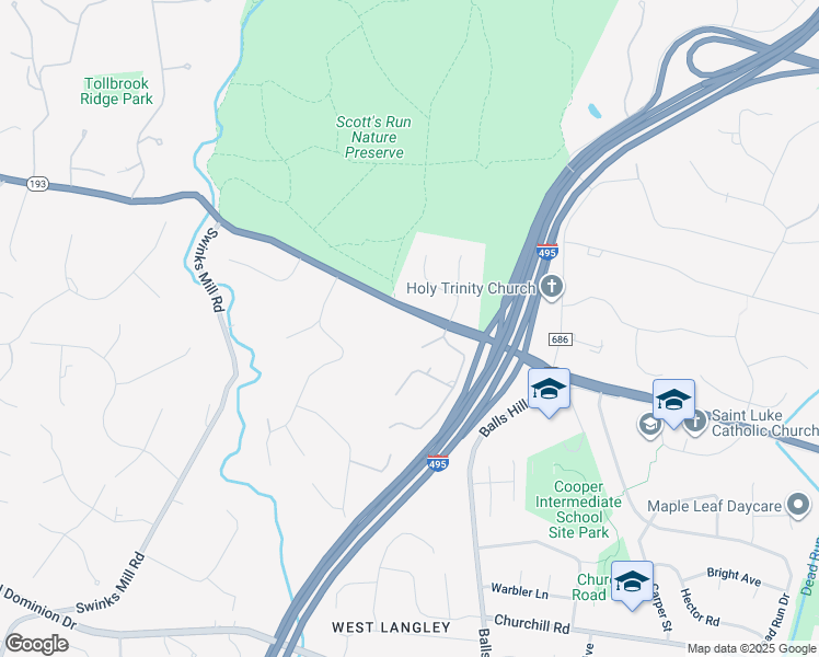 map of restaurants, bars, coffee shops, grocery stores, and more near 7315 Georgetown Pike in McLean