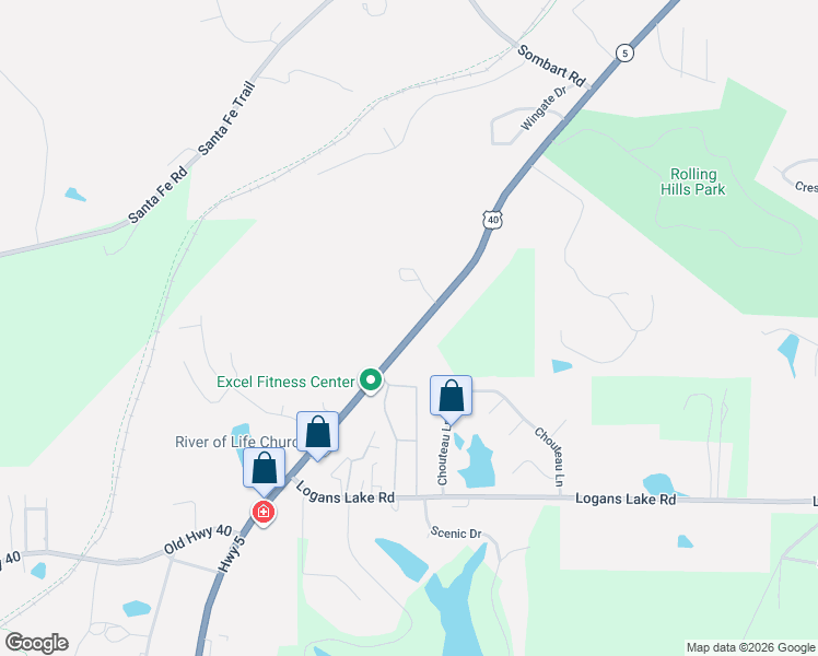 map of restaurants, bars, coffee shops, grocery stores, and more near 1351-1533 West Ashley Road in Boonville