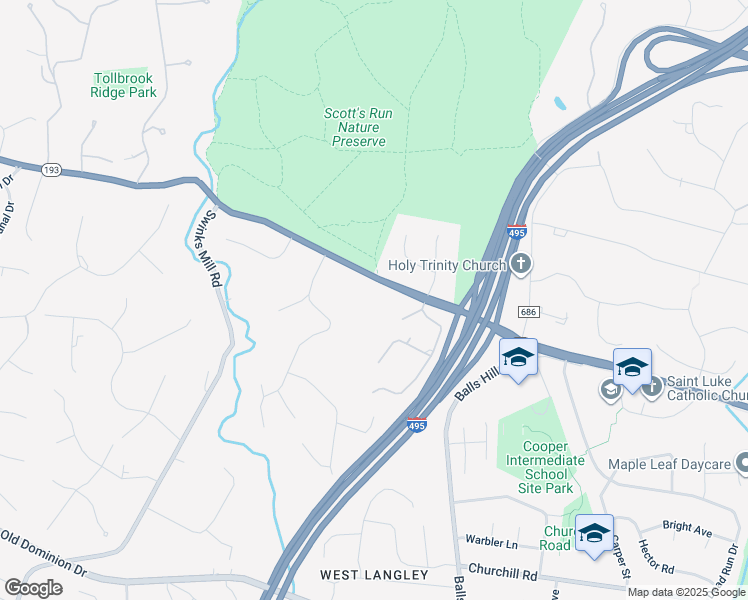 map of restaurants, bars, coffee shops, grocery stores, and more near 7321 Georgetown Pike in McLean