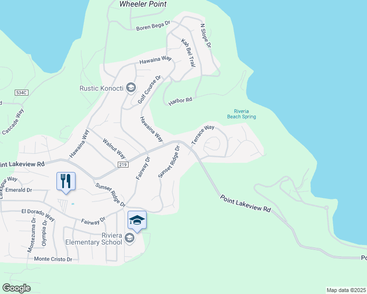 map of restaurants, bars, coffee shops, grocery stores, and more near 10715 Point Lakeview Road in Kelseyville