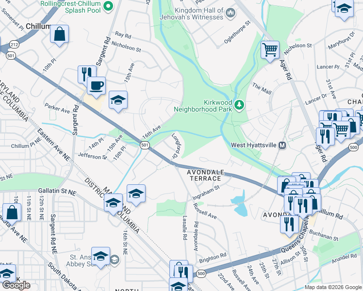 map of restaurants, bars, coffee shops, grocery stores, and more near 101 Independence Avenue Southeast in Washington