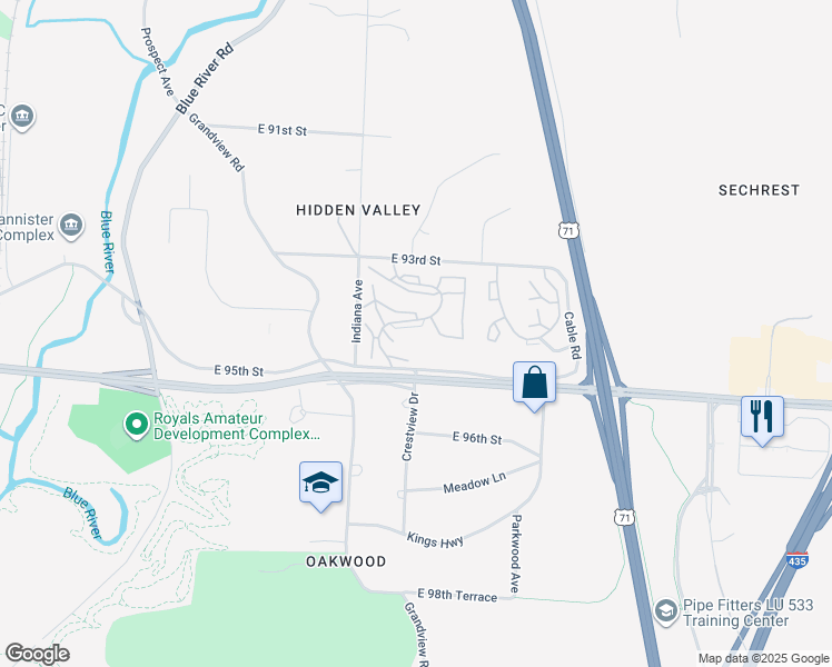 map of restaurants, bars, coffee shops, grocery stores, and more near 9479 Bales Avenue in Kansas City